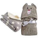 BRANDONN New Born Baby Blankets Combo pack of Wrapper Sheet Blanket and Baby Bath Towel Pack of 2