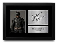 HWC Trading FR Christian Bale Gift Signed FRAMED A4 Printed Autograph Batman Gifts The Dark Knight Print Photo Picture Display