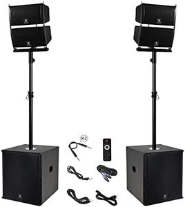 PRORECK Club 6000 15-inch 6000W P.M.P.O Stereo PA Speaker System Combo Set 4 Line Array Speakers, 2 15-inch Subwoofers with Bluetooth/USB Read/SD Card/Remote Control, for Party DJ Wedding Meeting