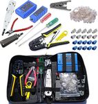 UbiGear® Network/Phone Cable Tester + RJ11/RJ12/RJ45 Network Cable Crimper + RJ45 CAT5e Connectors Plugs/Boots Stripper Network Tool Kits (Premium 568 Tool Kits)