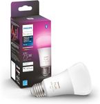 Philips Hue White and Colour Ambiance 10.5W Equivalent 75W A19 Base E26 LED Smart Bulb, Colour Changing, Bluetooth & Zigbee Compatible, Voice Activated with Alexa, Music Sync, Single, 75W (1100 Lumen)