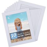 Somime 10 Pack Pre-Cut 16x20 White Picture Mats for 12x16 Photos - White Core Bevel Cut Frame Matte, Acid Free, Ideal for Frames/Artwork/Prints