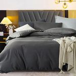 Sedefen Dark Grey Duvet Cover Twin Size 2 Pieces Soft Breathable Comforter Cover Minimalist Modern Solid Color Duvet Covers Twin with Zipper Ties Gift Choice