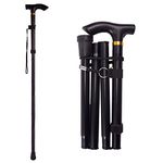 Collapsible Walking Cane for Women & Senior Men, Folding Lightweight Walking Sticks for Seniors Balance, Adjustable Canes, Stick and Crutches for Adults, bastones para caminar Mujer & Hombre (Black)