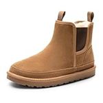 Bruno Marc Men's Winter Snow Boots FuzzyGo Rugged Suede Leather Cold Weather Warm Chelsea Outdoor Boots,Size 10,Chesnut,SBSB2403M