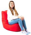 Bean Bag Chair Seat Indoor Or Outdoor Garden Beanbag Kids Gaming Recliner Cushion With Filling Included (Red)