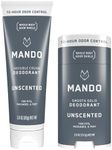 Mando Whole Body Deodorant - Invisible Cream Tube and Solid Stick - 72 Hour Odor Control - Aluminum Free, Baking Soda Free, Skin Safe - 3.0 Ounce Tube and 2.6 Ounce Solid Stick Bundle - Unscented