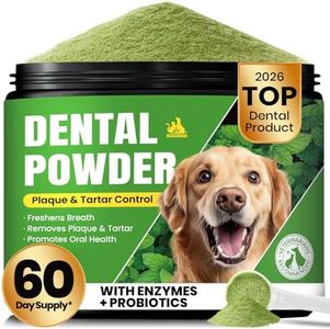 Dog Teeth Cleaning Powder, Dog Dental Powder and Cats Breath Freshener, Plaque Off Pet Tooth Cleaning lab co, Bad Breath & Tartar Remover for Dogs, Dog Teeth Cleaning with Enzymes- 60-Day Supply -Mint
