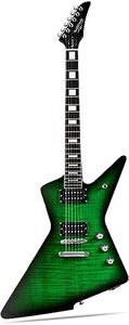 WestCreek Revenge Right Handed Electric Guitar, Heavy Metal Humbucker Pickups, Mahogany Body, Rosewood Fretboard (Green Lizard)