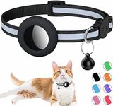 Airtag Cat Collar, Reflective Airtag Cat Collar with Bell and Prefect Size Waterproof Airtag Holder in 3/8" Width, Beautiful Cat Collar with Breakaway Safety Buckle for Kitten Puppy Compatible with Apple Airtag (Black)