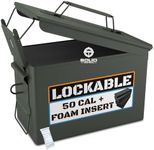 Solid Tactical 50 Cal Metal Ammo Can with Foam - Green - Custom M2A1 Waterproof Ammo Storage Box