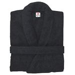 Stars and Stripes Organic Ecological Sustainable Black Cotton Terry Towel Plain Bathrobe (L/XL)