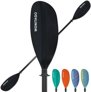 WONITAGO Kayak Paddle Premium Fiberglass Paddle with Reinforced Nylon Blades, Floating Oars for Kayaks, Adjustable Kayaking Paddles Accessories, 3 Piece Black