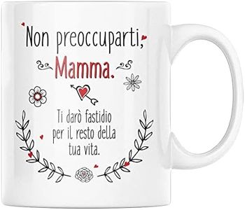 Vulfire Mamma Tazza Regalo donna compleanno Idea originale Idee Regali per lei per Natale festa della mamma, Mamma ti darò fastidio per il resto della vita (Mamma, ceramica)