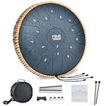 FOUR UNCLES Steel Tongue Drum 15 Notes 13 Inch, Percussion Instrument Handpan Drum C Key with Bag, Music Book and Mallets for Meditation Entertainment Musical Education Concert Yoga (Navy Blue)