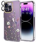 luolnh Compatible with iPhone 14 Pro Max Case with Flowers,for Girly Women,Shockproof Clear Floral Pattern Hard Back Cover for iPhone 14 Pro Max 6.7 inch 2022 -Wildflower