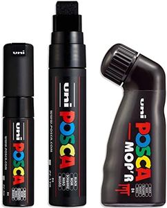 Posca Broad Nib Paint Art Marker Pens Set - of 3 MOP'R, PC-17K, PC-8K Extra Black Ink Sizes from 8mm to 19mm Premium Quality Artists, Designers, and Crafters
