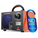 Ozone Generator - 60000 mg/h Ozone Generator for Large Spaces up to 320㎡, Air Purifier with Temperature & Humidity Display, 120-Min Timer, Eliminate Odours in Cars, Homes, Hotels, Kitchens & Pet Areas