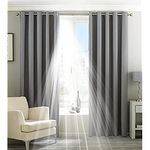 Riva Home Eclipse Blackout Eyelet Curtains, Polyester, Silver, 90" x 90" (229 x 229cm)