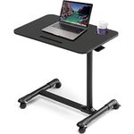 ETHU Overbed Table with Wheels, Rolling Tray Table, Hospital Bed Table, Adjustable Overbed Bedside Rolling Laptop Table (Black)