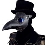 Raxwalker Plague Doctor Mask Halloween Props Costume Steampunk Gothic Cosplay Retro Leather Bird Mask (Black)