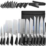 XYJ Professional Knife Sets for Master Chefs, Chef Knife Set with Bag, Sheath, Culinary Kitchen Butcher Meat Knives, Cooking Cutting, Santoku, Tools, Fruits, Stainless Steel