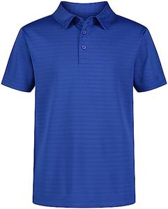 Nautica Boys' Active Short Sleeve Polo Shirt, Button Closure & Embossed Stripes, Breathable Performance Fabric, Royal, 10-12 Husky