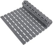 WELTRXE Bath Mat Non Slip Shower Mats, 68 x 40 cm Anti Slip Bathtub Mat, Anti Mould, Striped Textured Soft Surface with Suction Cups, Cut to Size for Inside Shower Bathroom Bath Tub Floor, Solid Grey