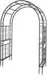 Outvita 7FT Garden Arch Arbor, Heavy Duty Metal Arbour Archway, Decorative Frame Stand Trellis with 7 Inch Ground Stakes for Wedding Ceremony Party Plant Climbing Rose Vines Lawn Courtyard Patio Black