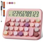 Mechanical Calculator 12 Digit Extra Large 5-Inch LCD Display, DECKLIT Battery Desk Calculator, Big Buttons Easy to Press Use as Office Calculators Desktop, 15°Tilt Screen for Kids Calculator(Rose)