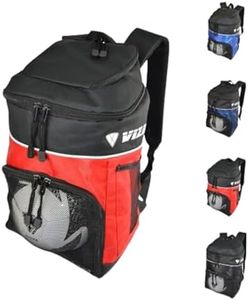 Vizari Titan Soccer Backpack With Ball Compartment and Vented Ball Pocket and Mesh Side Cargo Pockets for Adults and Teens(Red)