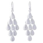 NOVICA .925 Sterling Silver Long Chandelier Earrings, 'Rain'