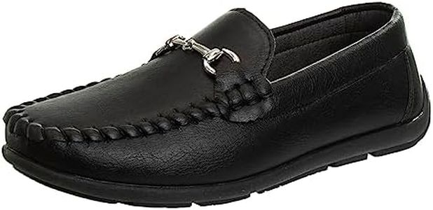 Josmo Boys Moccasin Driving Loafers - Casual Dress Penny Slip On Boat Shoes - Black (10 Toddler)