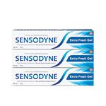 Sensodyne Toothpaste Extra Fresh Gel Combo pack, Sensitive tooth paste for daily sensitivity protection, 225 gm multi-pack (75 gm x 3)