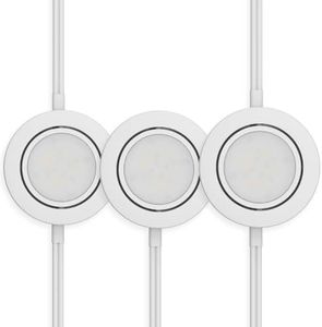GETINLIGHT 2.75" Wide 4000K Swivel and Dimmable Wired LED Puck Lights Kit, Plug-in or Hardwired Installation, Recessed or Surface Mounted, White Finished, Set of 3, IN-0107-3-40