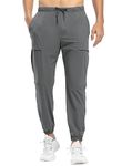 TBMPOY Men's Athletic Joggers Pants Lightweight Quick Dry Workout Running Golf Track Sweatpants with Pockets Iron Gray L