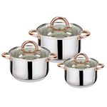 J&V TEXTILES 6-Piece Stainless Steel Casserole Set Pots and Lids