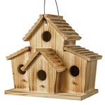 Bird Houses for Outside,Outdoor 4 Hole Bird House,Birdhouse for Garden, Room for 4 Bird Families Bluebird Finch Cardinals Hanging