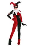 Deluxe Harley Quinn Costume for Kids, Red & Black Jumpsuit & Mask for Super Villain Outfit & Comic Cosplay Large