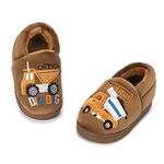 LACOFIA Toddler Boys Winter Slippers Kids Novelty Warm Plush Indoor Slipper Shoes Brown 6/6.5