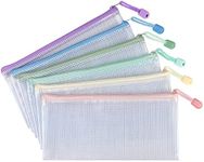 Tamaki 6 Pack Mesh Pencil Pouch Waterproof Bags Plastic Zipper Pouch A6 Size for Classroom Organization School Office Supplies (Macaroon, A6)