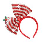 Kids Girls Hair Hoop Xmas Hair Accessory Headwear Bow Headband Christmas Holiday Party Supplies Gifts (Stripes-silver)