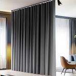 PANOVOUS Blackout Room Divider Curtains with Hooks, Pencil Pleat Ceiling Track Curtains, Extra Wide 108 inch Drop Curtains for Living Room and Bedroom Grey 100W x 108L Inch 1 Panel