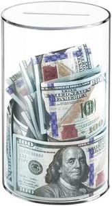 Clear Piggy Bank for Adults/Kids, Acrylic Unopenable Money Box for Cash Coin Saving, Must Break to Open, Money Saving Jar for Adults Boys Girls, Size 10" H x 6" Diameter