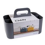 BLUE GINKGO Multipurpose Caddy Organizer - Stackable Plastic Caddy with Handle | Desk, Makeup, Dorm Caddy, Classroom Art Organizers (Made in Korea) - Grey