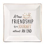 ElegantPark Friendship Gifts for Women Long Distance Friend Gifts Ceramic Jewelry Dish Friends Gifts Christmas Birthday Gifts for Friends BFF Square Decorative Ring Dish