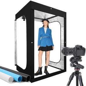 Photo Light Box, Portable 47"x39"x78" Photo Studio Light Box, Shooting Tent Kit with 768 Light Beads and 3 Color Backdrops. Large Lightbox with 6 Stepless Dimming Light Boards for Photography.