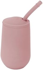 ezpz Happy Cup + Straw System - 24 months+ (Blush) - 100% Silicone Cup + Straw for Older Toddler + Preschoolers