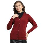 Monte Carlo Plum Solid V Neck Cardigan(3XL)