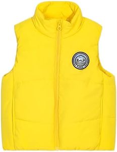 B.Duck Little Kids Boys Girls Puffer Vest Zip Up Sleeveless Yellow Warm Jacket Outwear with Pockets Full Zip Winter Lightweight Down Quilted Gilet Coats for Unisex Kids Size 4-5T